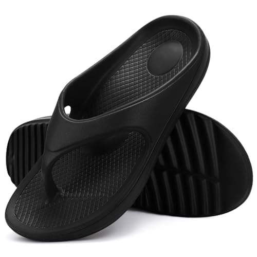 shevalues Orthopedic Sandals for Women Arch Support Recovery Flip Flops Pillow Soft Summer Beach Shoes, Black 39 (7.5-8 Women/6-6.5 Men) thumbnail 2