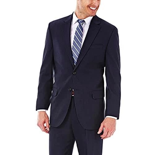 J.M. Haggar Men's Premium Performance Stretch Stria 2-Button Suit Separate Coat, Dark Navy 46 Long thumbnail 2