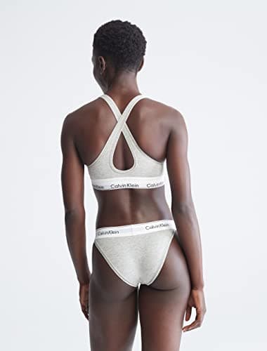 Calvin Klein Underwear Women's Modern Cotton Lightly Non-Wired and Non paded Lined Bralette, Grey Heather, Small thumbnail 2