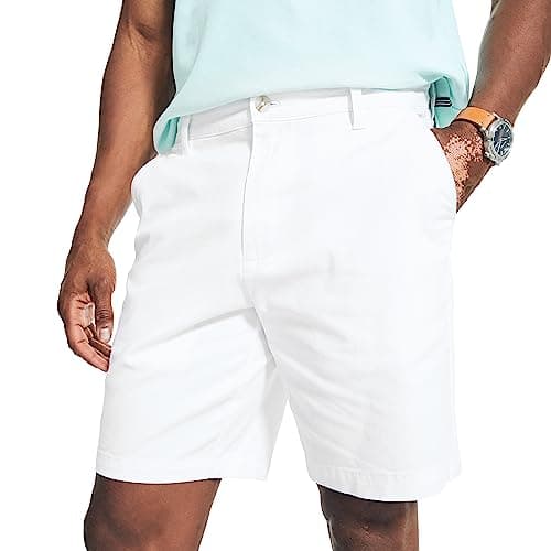 Nautica Men's Classic Fit Flat Front Stretch Solid Chino 8.5" Deck Shorts, Bright White, 34W thumbnail 4