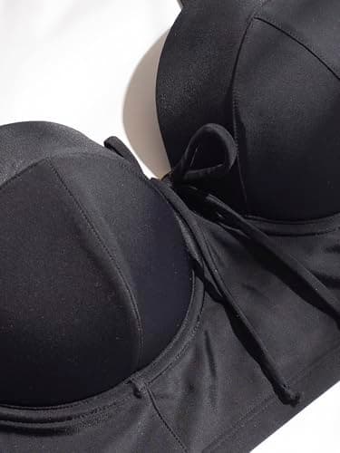 Smart &amp; Sexy Women's Full-Busted Supportive Underwire Swimsuit Bikini Top, Black HUE, 36D thumbnail 3