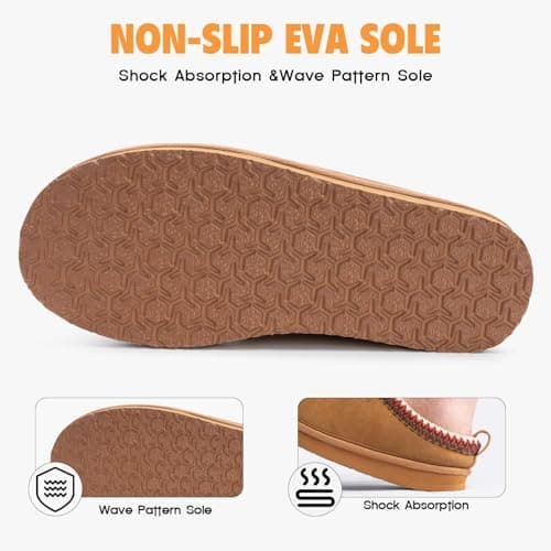 FITORY Women's Suede Slipper | Flat Short Mini Boots with Fur Fleece | Winter Casual Comfort Shoes Chestnut Size 8 thumbnail 4