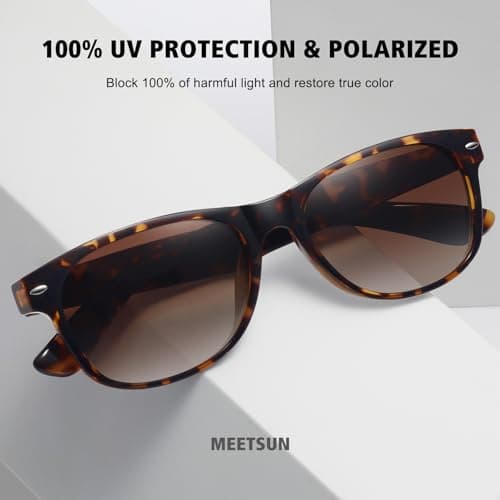 MEETSUN Classic Polarized Sunglasses for Women Men Trendy Retro Vintage Sun Glasses for Driving UV Protection 3 Pack Black Leopard Brown Gradient thumbnail 4