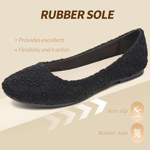 POVOGER Loafers for Women Slip on Shoes Flats Shoes Round Toe Flats for Women Comfortable Womens Dressy Ballet Flats (Black,US07) thumbnail 4