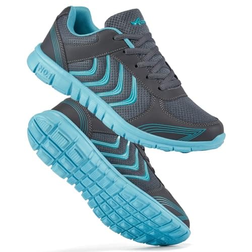 DUOYANGJIASHA Womens Sneakers Walking Shoes Comfortable Non Slip Tennis Shoes Breathable Lightweight Footwear for Casual Work Dark Gray