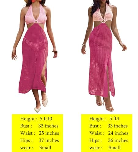AI'MAGE Womens Swimwear Cover Ups Crochet Dress Bathing Suit Coverup Long Sleeveless Knitted Beach Outfits Orange thumbnail 4