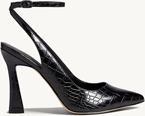 Reoplty Womens Closed Toe Ankle Strap Heels Pointed Toe Pumps Shoes Slingback High Heel Wedding Dress Shoes Black thumbnail 3