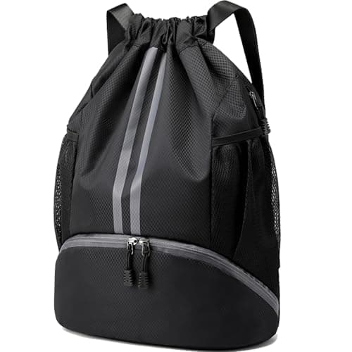 Hoedia Sports Drawstring Backpack – String Swim Gym Bag with Shoes Compartment and Wet Proof Pocket for Women&amp;Men