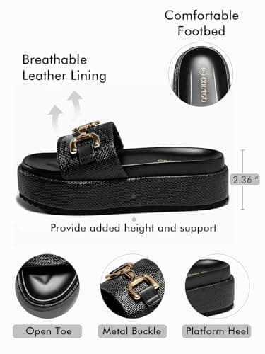 Coutgo Womens Platform Sandals Raffia Espadrilles Metal Chain Slip on Open Toe Cute Beach Slide Sandals thumbnail 4