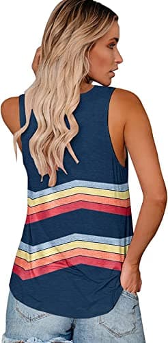 ETCYY Women's Sleeveless V Neck Tank Tops Summer Trendy 2025 Causal Cute Printed Loose Fit Workout Athletic Yoga Shirts,Color Blue,Medium thumbnail 2