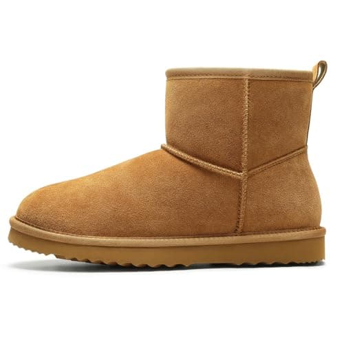Litfun Genuine Suede Mini Boots for Women Winter Warm Fuzzy Boots Comfort Snow Boots with Fur Lined, Chestnut 39 thumbnail 3