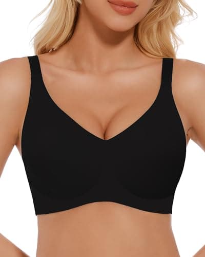 Vinfact Wireless Bras for Women No Underwire Seamless V Neck Push up Bra Full Coverage Bralettes T Shirt Everyday Sleep Bra BKXL