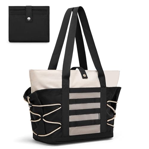 BOSTANTEN Travel Tote Bags for Women Foldable Beach Bag Waterproof Zipper Gym Sports Shopping Bag Trolley Sleeve