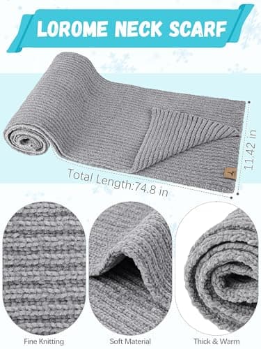 Winter Warm Hat Scarf and Touch Screen Gloves Set, Knitted Pom Beanie Hat Neck Warmer Long Scarf Winter Gloves for Women Men thumbnail 3