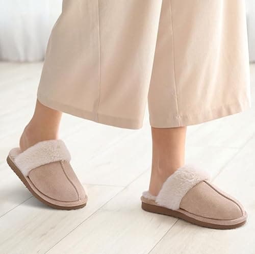 Litfun Women's Fuzzy Memory Foam Slippers Fluffy Winter House Shoes Indoor and Outdoor, Apricot 8-8.5 thumbnail 2