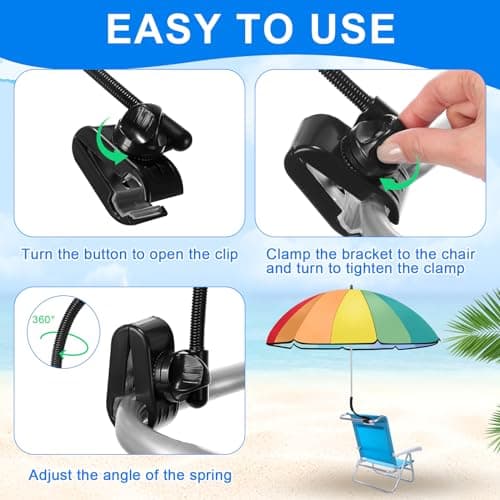 Cosblank 4 Pack Beach Chair Umbrella with Clamp, 43 Inch Arc Adjustable Universal Clamp on Umbrella UPF 50+ Sun Protection, for Beach Patio Stroller Chair(Fresh) thumbnail 3