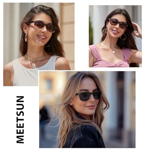 MEETSUN Classic Polarized Sunglasses for Women Men Trendy Retro Vintage Sun Glasses for Driving UV Protection 3 Pack Black Leopard Brown Gradient thumbnail 2