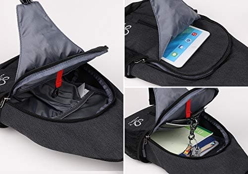 WATERFLY Crossbody Sling Backpack Sling Bag Travel Hiking Chest Bag Daypack (Black) thumbnail 4