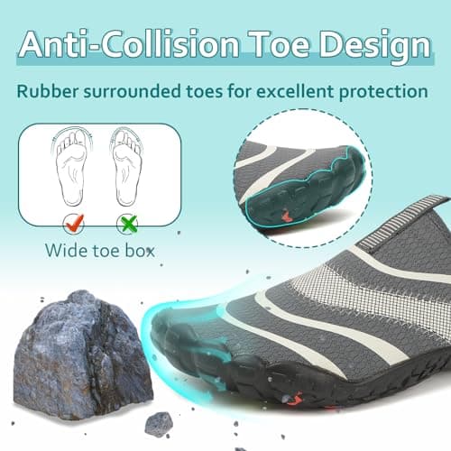 Water Shoes Womens Mens Quick-Dry Aqua Yoga Socks Barefoot Swim Pool Beach Shoes for Walking Hiking Diving Surf Ootdoor Water Sports thumbnail 3
