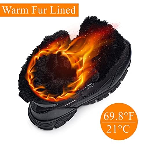 SHULOOK Men's Snow Boots Waterproof Warm Fur Lined Winter Hiking Boot Non-slip Outdoor Ankle High-top Shoes Work Hiker Trekking Trail thumbnail 2