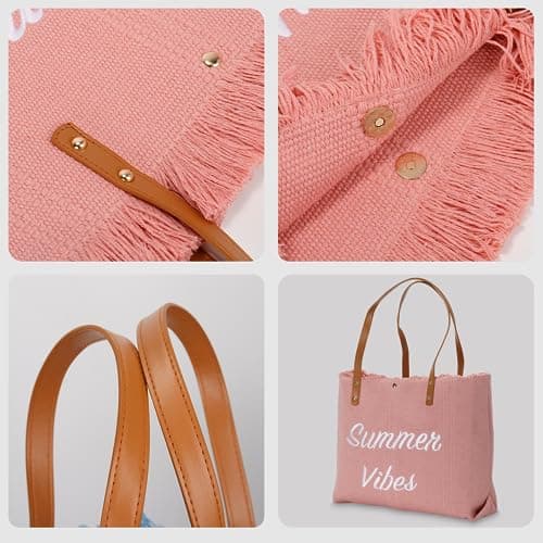 Crazy Music Beach Bags for Women, Large Beach Tote Bag, Beach Bags Swim Pool Bag Large Tote (Pink) thumbnail 4