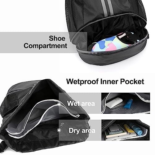 Hoedia Sports Drawstring Backpack – String Swim Gym Bag with Shoes Compartment and Wet Proof Pocket for Women&amp;Men thumbnail 2
