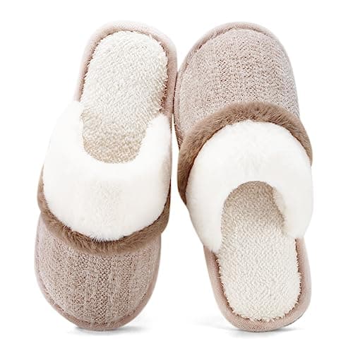 GOEWY Cozy Slippers for Women Indoor and Outdoor Fuzzy House Shoes with Memory Foam Anti-Skid Sole Gifts for Women Mom Ladies her