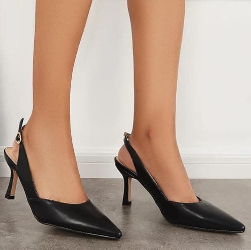 Rilista Women's Kitten Heels Pumps Pointed Closed Toe Wedding Party Dress Slingback Pump Shoes thumbnail 2