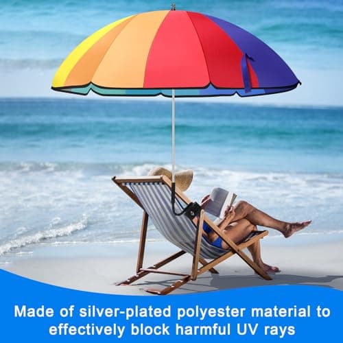 Cosblank 4 Pack Beach Chair Umbrella with Clamp, 43 Inch Arc Adjustable Universal Clamp on Umbrella UPF 50+ Sun Protection, for Beach Patio Stroller Chair(Fresh) thumbnail 4