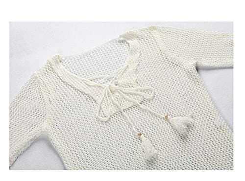 NFASHIONSO Women's Fashion Swimwear Crochet Tunic Cover Up/Beach Dres,Beige2 thumbnail 4