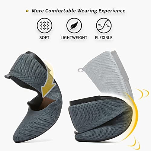 BABUDOG Women's Mesh Flats Shoes Pointed-Toe Dress Shoes for Women Black Flats Shoes Comfortable Memory Foam Flats Shoes(Dark Grey.US10) thumbnail 3