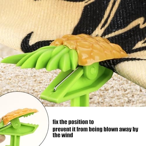 CAIRIAC Beach Towel Stakes 8 Pack, Outdoor Beach Towel Anchor Stakes Picnic Mat Clips, Beach Towel Stakes for Sand, Beach Accessories for Vacation, Keep Your Towel from Blowing Away (Pineapple) thumbnail 3