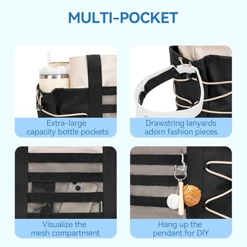 BOSTANTEN Travel Tote Bags for Women Foldable Beach Bag Waterproof Zipper Gym Sports Shopping Bag Trolley Sleeve thumbnail 4