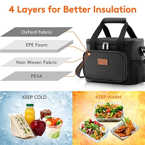 Lifewit Medium Lunch Bag Insulated Lunch Box Soft Cooler Cooling Tote for Adult Men Women, Black 12-Can (9L) thumbnail 2