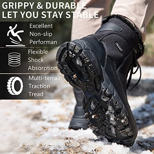 SHULOOK Men's Snow Boots Waterproof Warm Fur Lined Winter Hiking Boot Non-slip Outdoor Ankle High-top Shoes Work Hiker Trekking Trail thumbnail 4