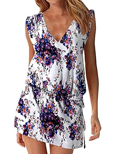 Hount Womens Casual Beach Dress Cover Up Summer Sleeveless Beach Short Mini Dresses