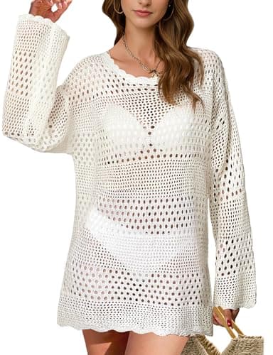Buauty Womens Swimsuit Coverup Crochet Swim Cover Ups Bikini Bathing Suits Swimwear 2025 Summer Beach Dress Vacation Outfits