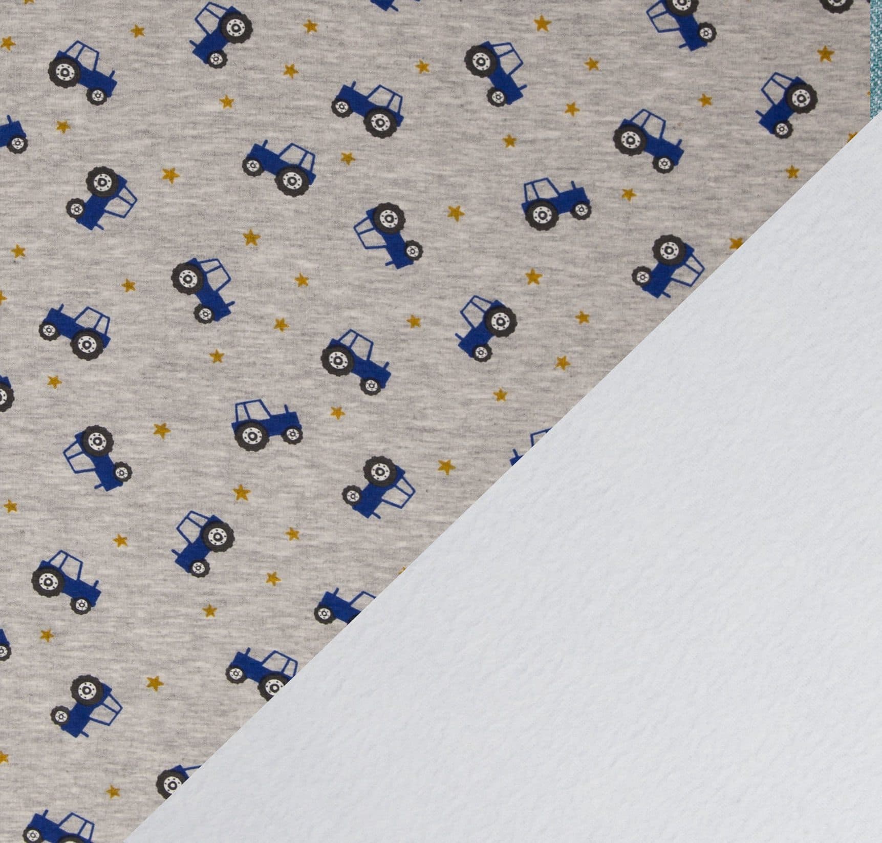 Molleton polaire Les petits tracteurs bleus – Gris chiné