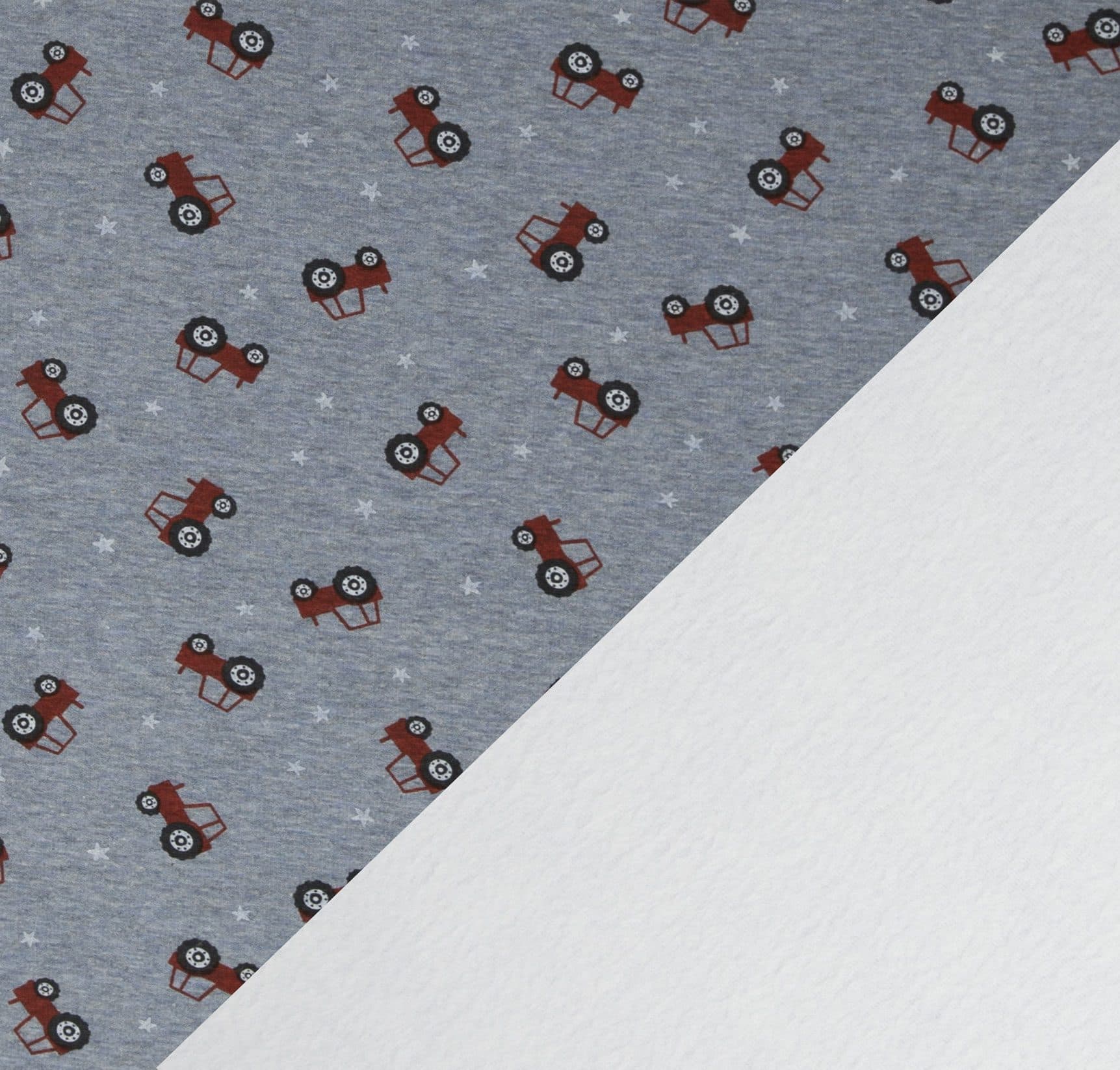 Molleton polaire Les petits tracteurs – Bleu chiné