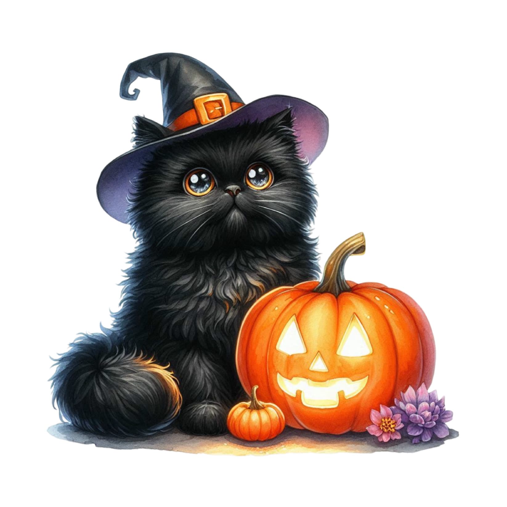 Transfert DTF – Le chat noir d&rsquo;halloween – 5&Prime; X 5&Prime;