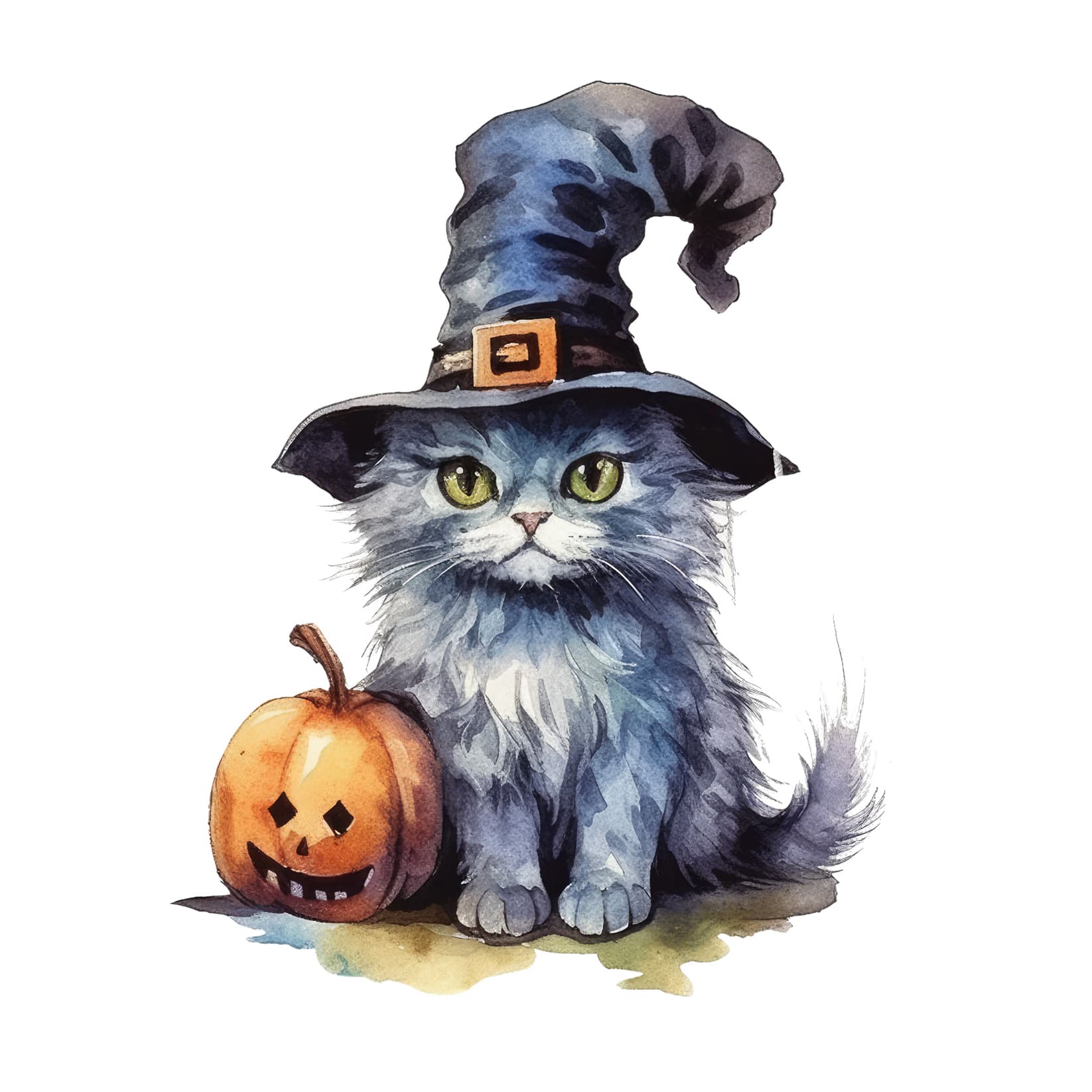 Transfert DTF – Le chat bleu d&rsquo;halloween – 5&Prime; X 5&Prime;