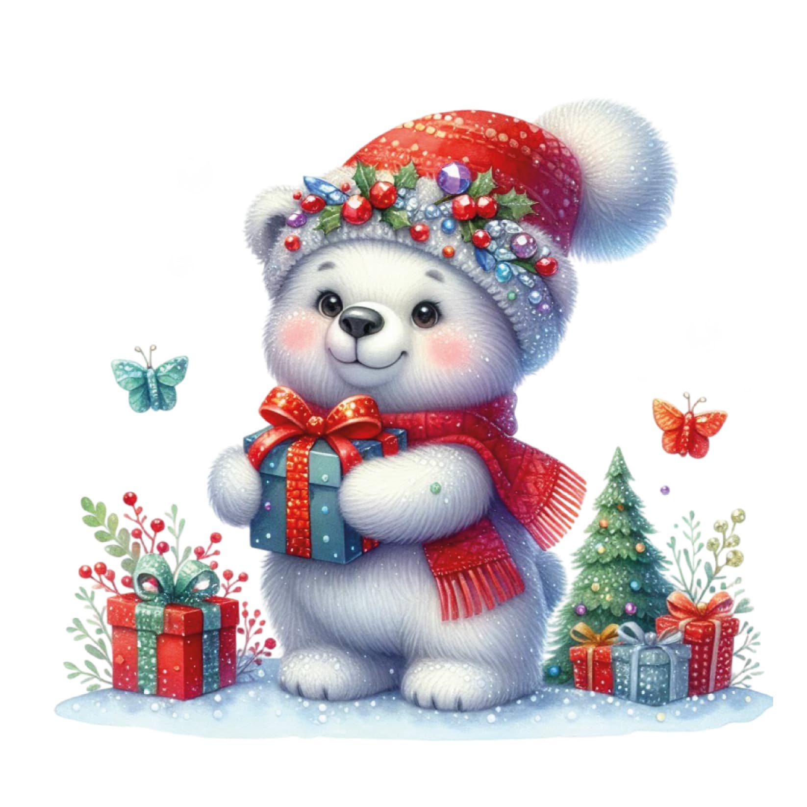Transfert DTF – L&rsquo;ourson de Noël – 10&Prime; X 10&Prime;