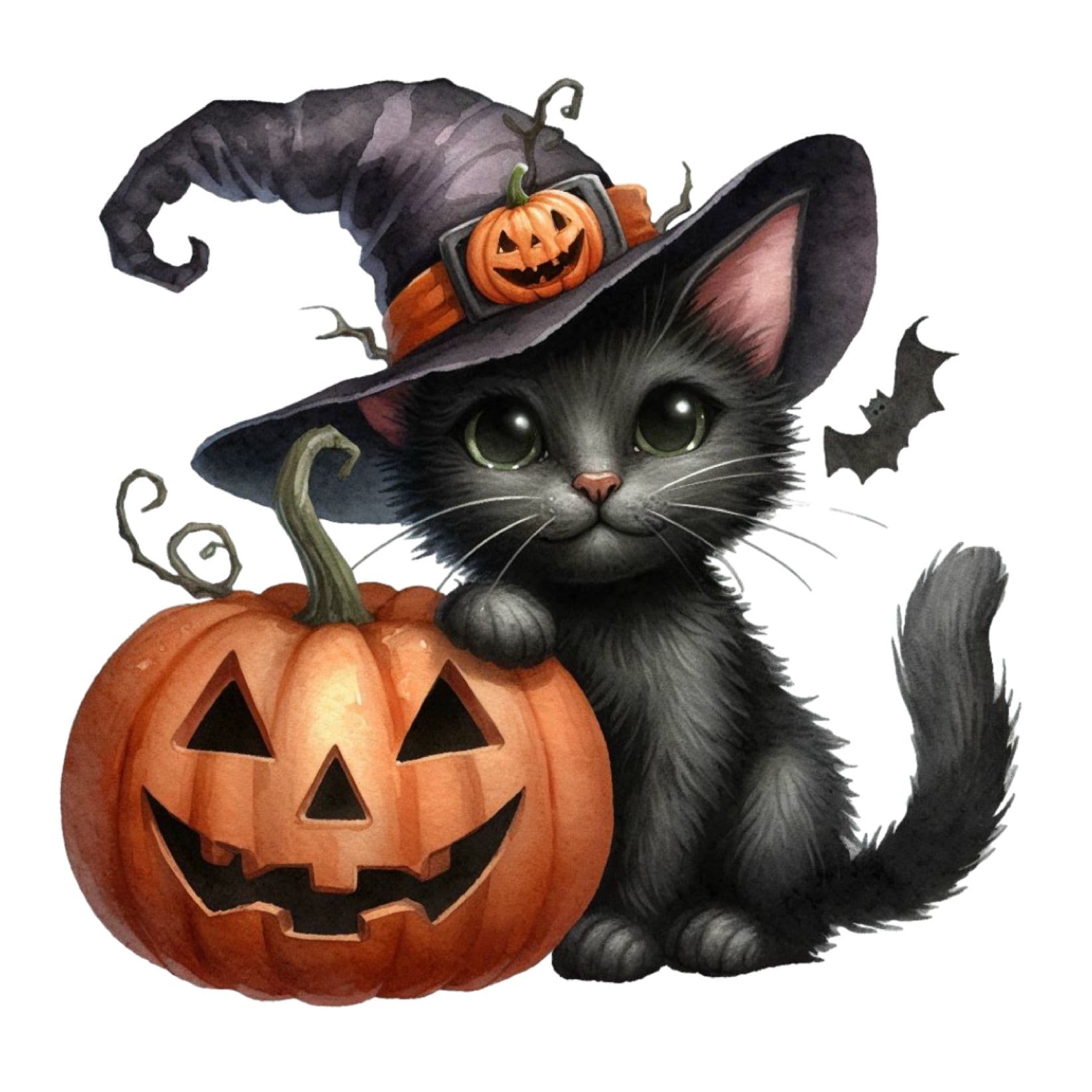 Transfert DTF – Chaton d&rsquo;Halloween – 6&Prime; X 6&Prime;