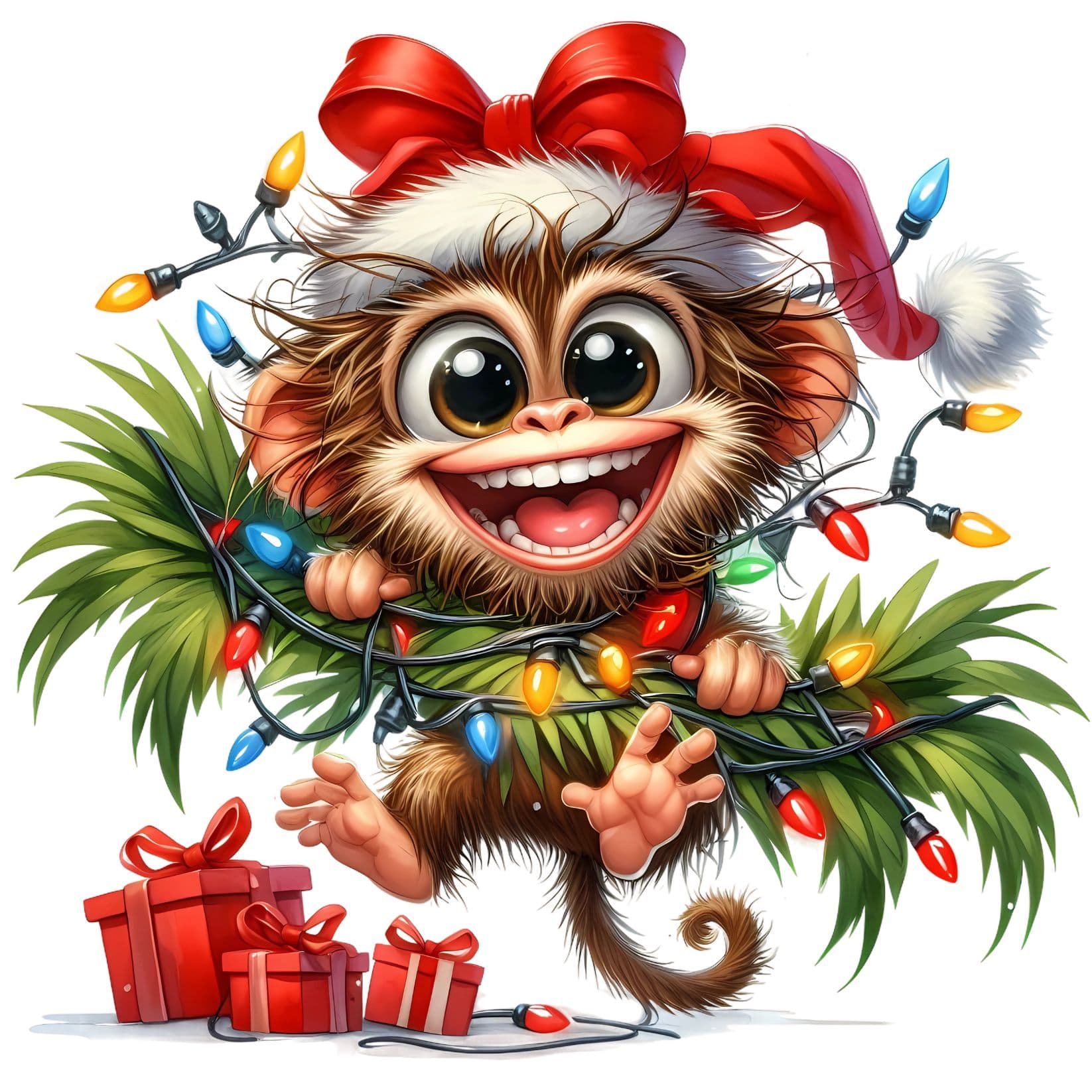Transfert DTF – Petit singe lumineux – 6&Prime; X 6&Prime;