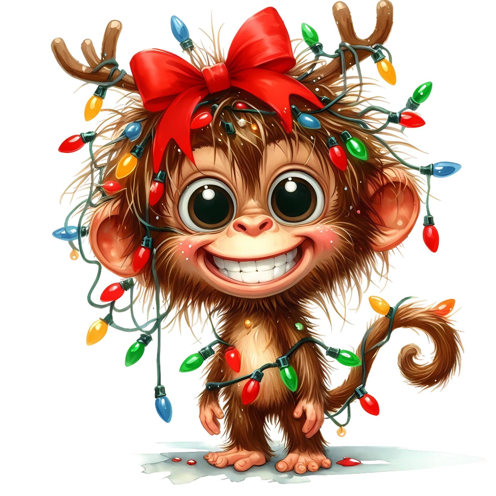 Transfert DTF – Petit singe espiègle – 6&Prime; X 6&Prime;