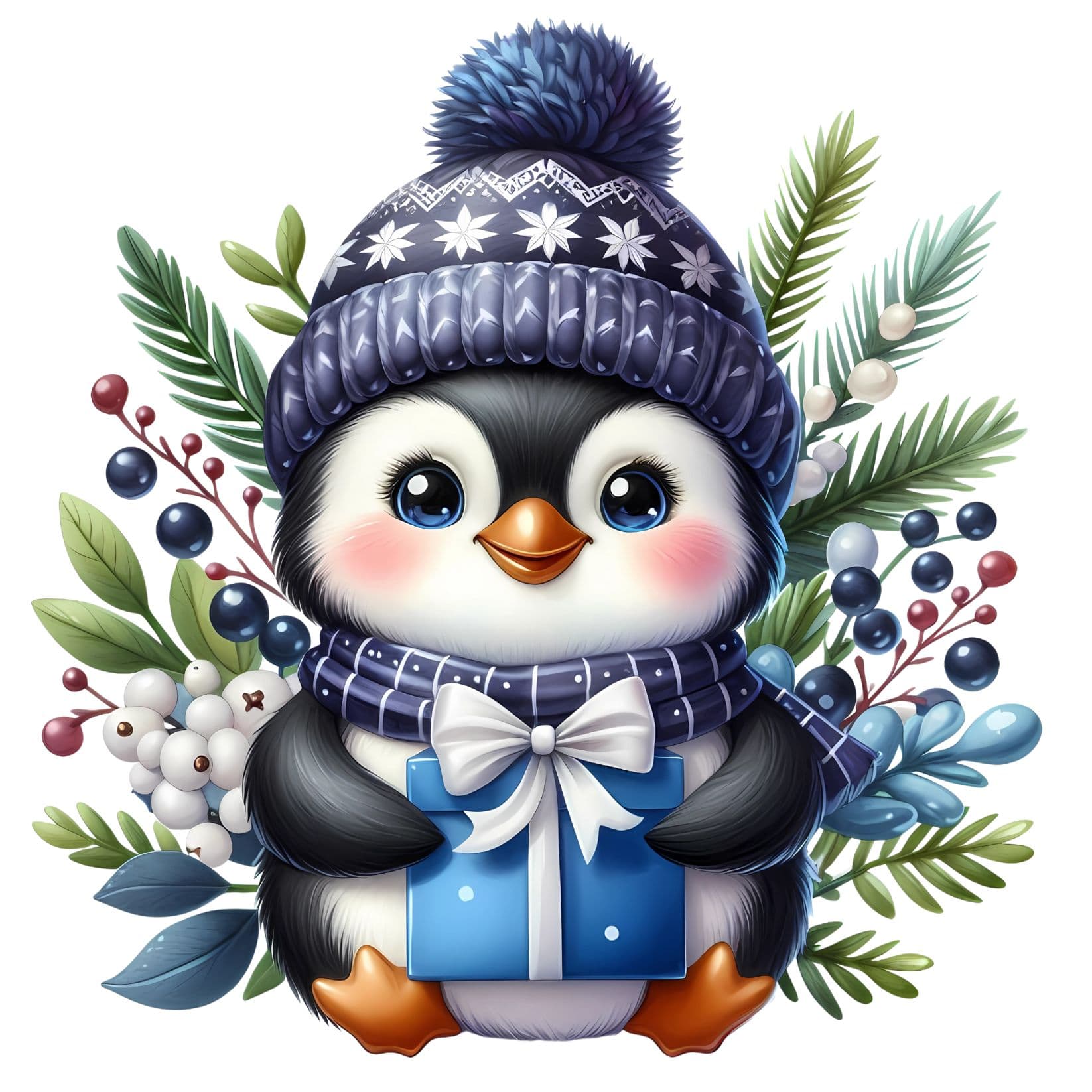 Transfert DTF – Pingouin cadeaux – 6&Prime; X 6&Prime;