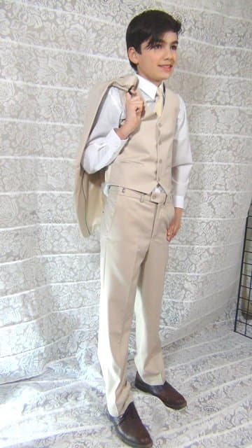 Giovanni Testi Kids Suit Sand thumbnail 4