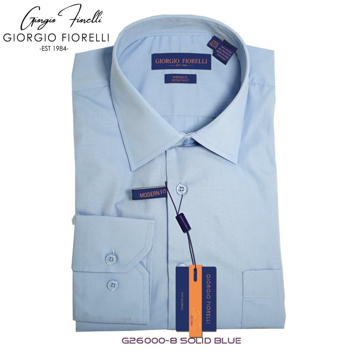 Giorgio Fiorelli Blue Barrel-cuffed Modern or Slim-fit