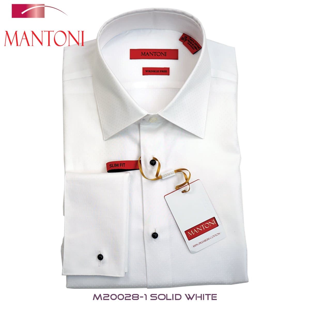 Mantoni White Lay-Down Reg or Slim-Fit Tuxedo Shirt
