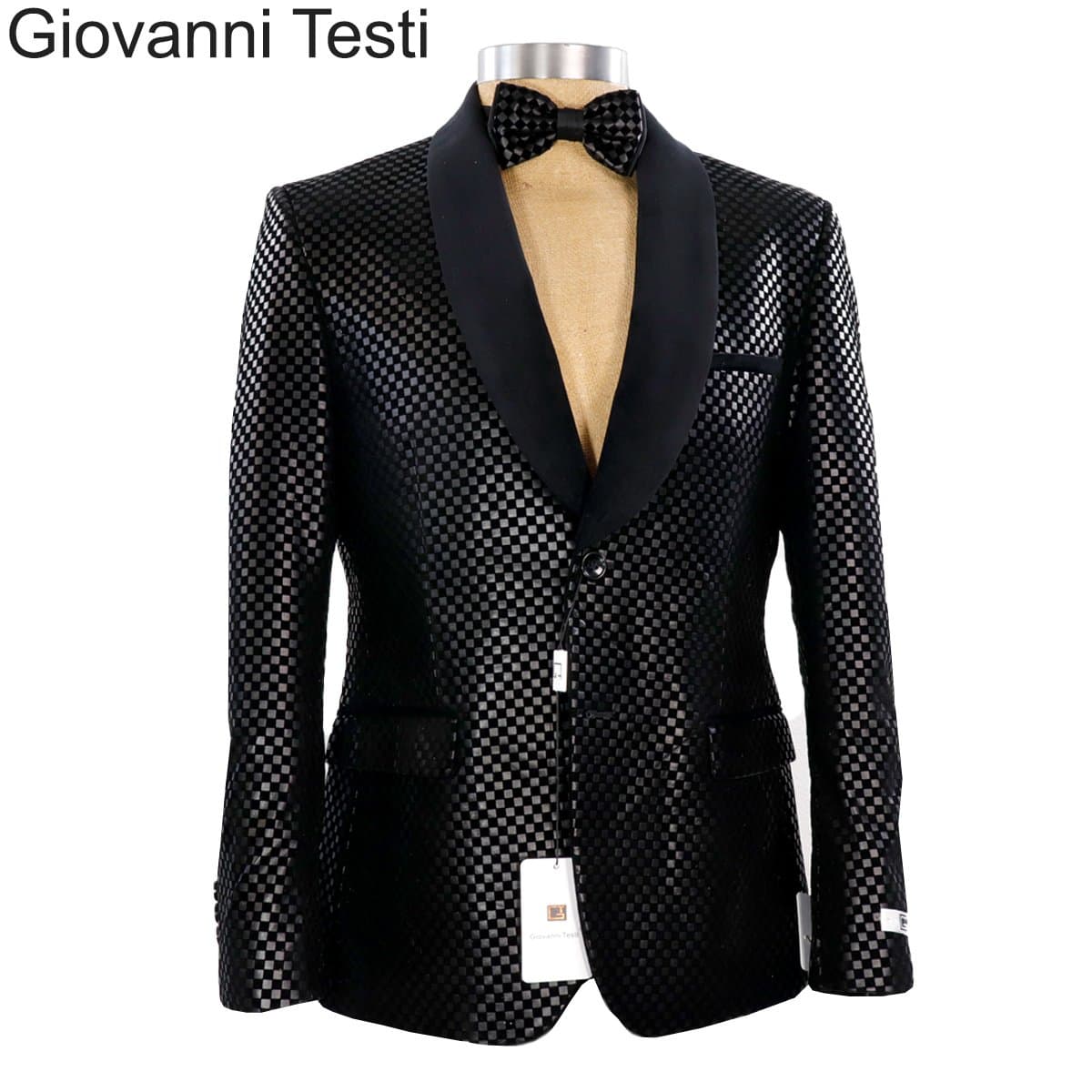 Black Checkered Sports Jacket by Giovanni Testi